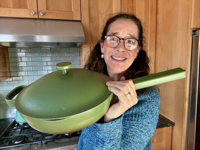 Mindful Momma holding Our Place Always Pan