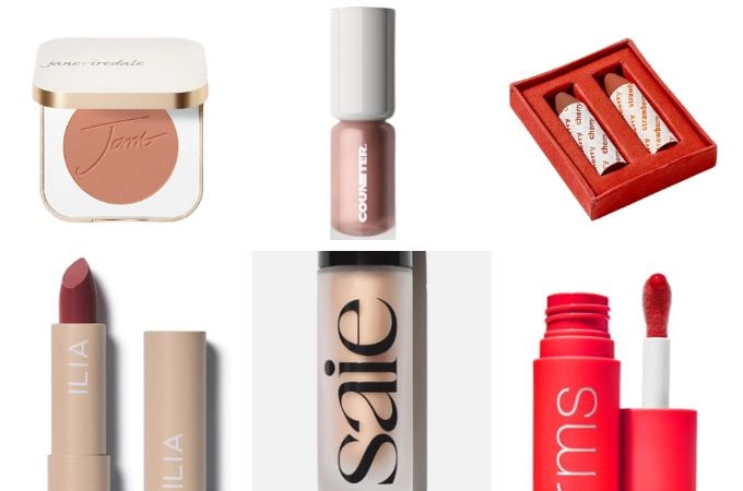 collage of non-toxic makeup products