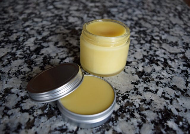 skin balm in glass jar