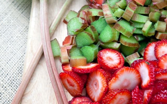 rhubarb and strawberries